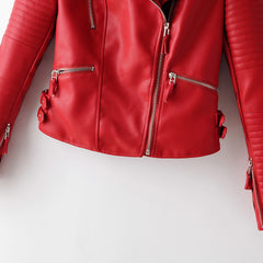 2019 Women's Fashion Short Motorcycle Leather Jacket