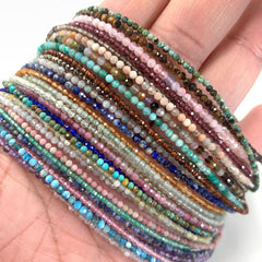 Unisex Natural Stone Beaded Necklace with Cut Face