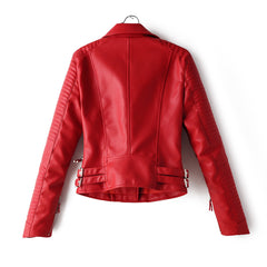 2019 Women's Fashion Short Motorcycle Leather Jacket