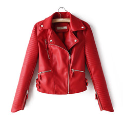 2019 Women's Fashion Short Motorcycle Leather Jacket