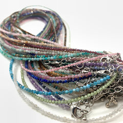 Unisex Natural Stone Beaded Necklace with Cut Face