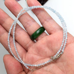 Unisex Natural Stone Beaded Necklace with Cut Face