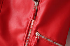 2019 Women's Fashion Short Motorcycle Leather Jacket