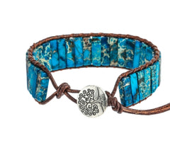 Natural Stone Woven Leather Bracelet & Beaded Bangles