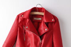 2019 Women's Fashion Short Motorcycle Leather Jacket