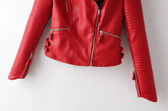 2019 Women's Fashion Short Motorcycle Leather Jacket