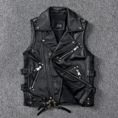 Harley Men's Leather Vest Short Moto Jacket