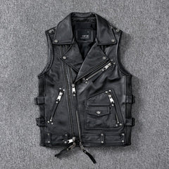 Harley Men's Leather Vest Short Moto Jacket