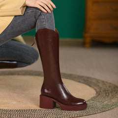 Knee-Length Women's High Heel Zipper Boots