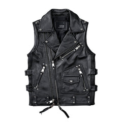Harley Men's Leather Vest Short Moto Jacket