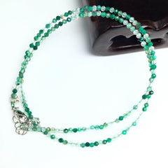 Unisex Natural Stone Beaded Necklace with Cut Face