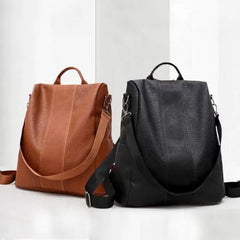 Retro PU Women's Backpack - Large Capacity & Anti-theft