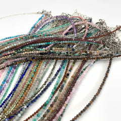 Unisex Natural Stone Beaded Necklace with Cut Face