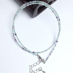 Unisex Natural Stone Beaded Necklace with Cut Face
