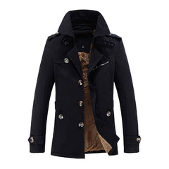 Men's Mid-Length Loose Velvet Padded Trench Coat