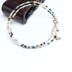 Unisex Natural Stone Beaded Necklace with Cut Face