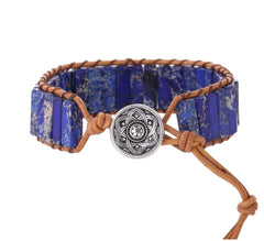 Natural Stone Woven Leather Bracelet & Beaded Bangles