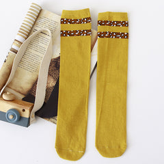 Trendy Mid-Calf Length Cotton Leopard Print Socks
