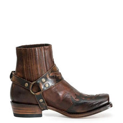 Men's Low Heel Pointed Burnt Lace Riding Boots