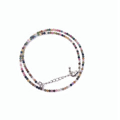 Unisex Natural Stone Beaded Necklace with Cut Face