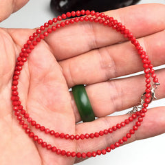 Unisex Natural Stone Beaded Necklace with Cut Face
