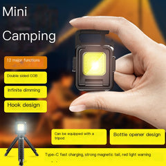 Mini Multi-Function COB Keychain Light with Type-C Charging