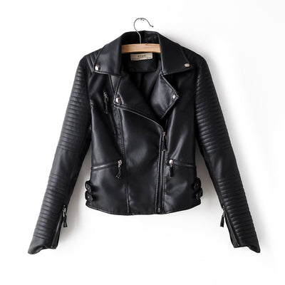 2019 Women's Fashion Short Motorcycle Leather Jacket