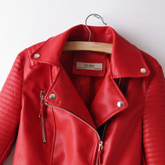 2019 Women's Fashion Short Motorcycle Leather Jacket