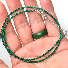 Unisex Natural Stone Beaded Necklace with Cut Face