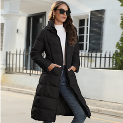 Hooded Women's Mid-Length Padded Coat