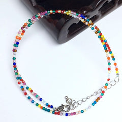 Unisex Natural Stone Beaded Necklace with Cut Face