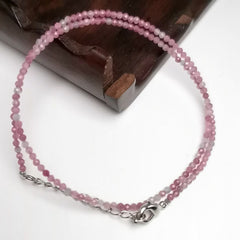 Unisex Natural Stone Beaded Necklace with Cut Face
