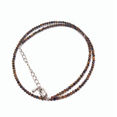 Unisex Natural Stone Beaded Necklace with Cut Face