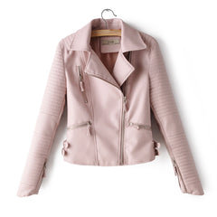 2019 Women's Fashion Short Motorcycle Leather Jacket