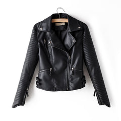 2019 Women's Fashion Short Motorcycle Leather Jacket