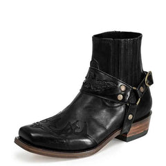Men's Low Heel Pointed Burnt Lace Riding Boots