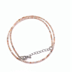 Unisex Natural Stone Beaded Necklace with Cut Face