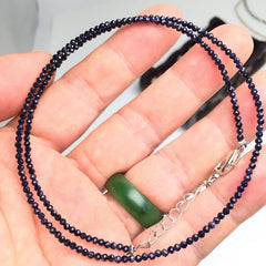 Unisex Natural Stone Beaded Necklace with Cut Face