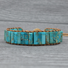 Natural Stone Woven Leather Bracelet & Beaded Bangles
