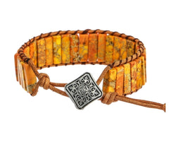 Natural Stone Woven Leather Bracelet & Beaded Bangles