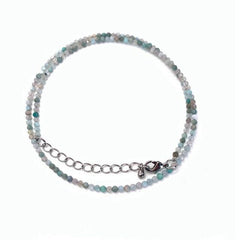 Unisex Natural Stone Beaded Necklace with Cut Face